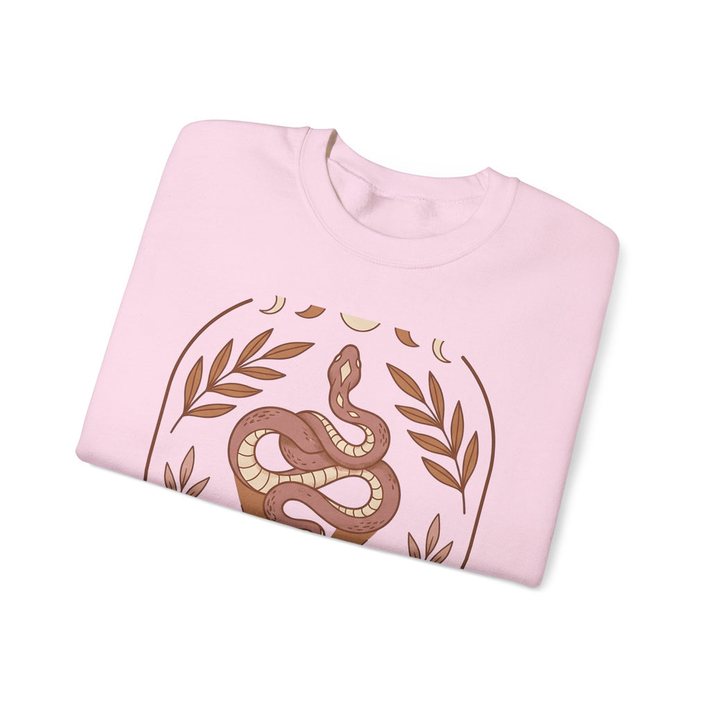 Snake Sun Sweatshirt Boho Chic Crystals Gift Women Tribal Sweatshirt Serpent Sweatshirt Bohemian Fan Primitive Sweatshirt Crystal Graphic Line Art Moon Phases