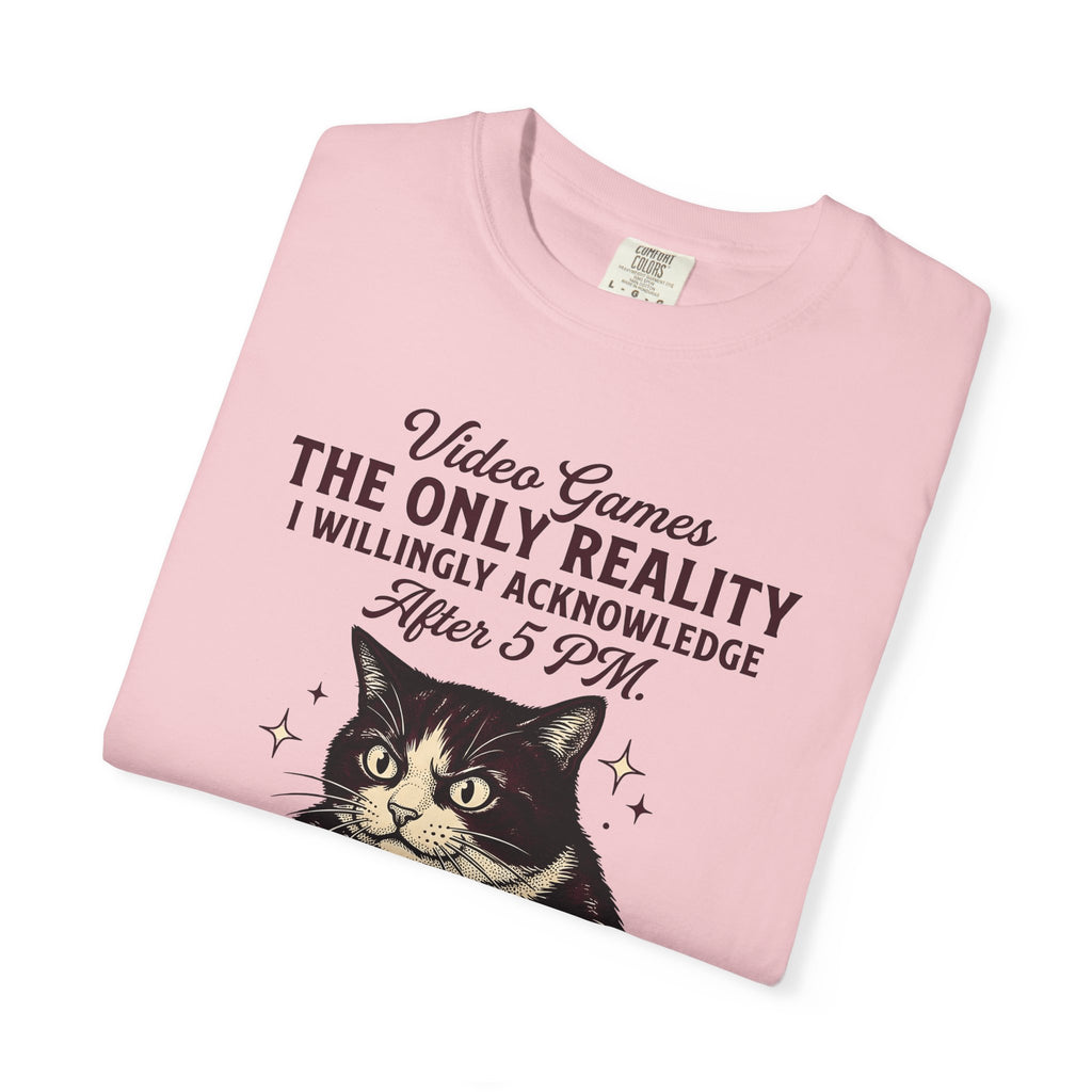 Cat Gamer T-Shirt Cat Consoles Gift Women Cartoon T-Shirt Gamer T-Shirt Cat Fan Feline T-Shirt Console Graphic Doodle Joystick T-Shirt
