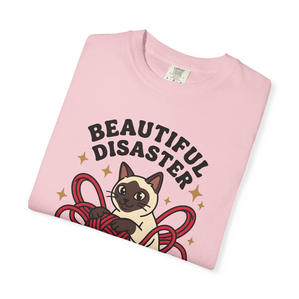 Siamese Kitten T-Shirt Cat Pet Gift Women Comic T-Shirt Kitten T-Shirt Cat Fan Cartoon T-Shirt Animal Graphic Vintage Wool Ball T-Shirt