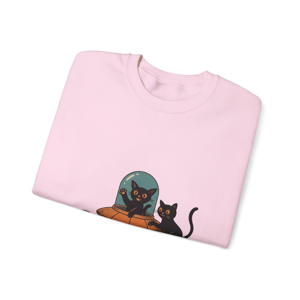 Space Cats Sweatshirt Cat Space Gift Women Vintage Sweatshirt Kitty Sweatshirt Feline Fan Retro Sweatshirt Astronaut Graphic Retro Ufo Sweatshirt