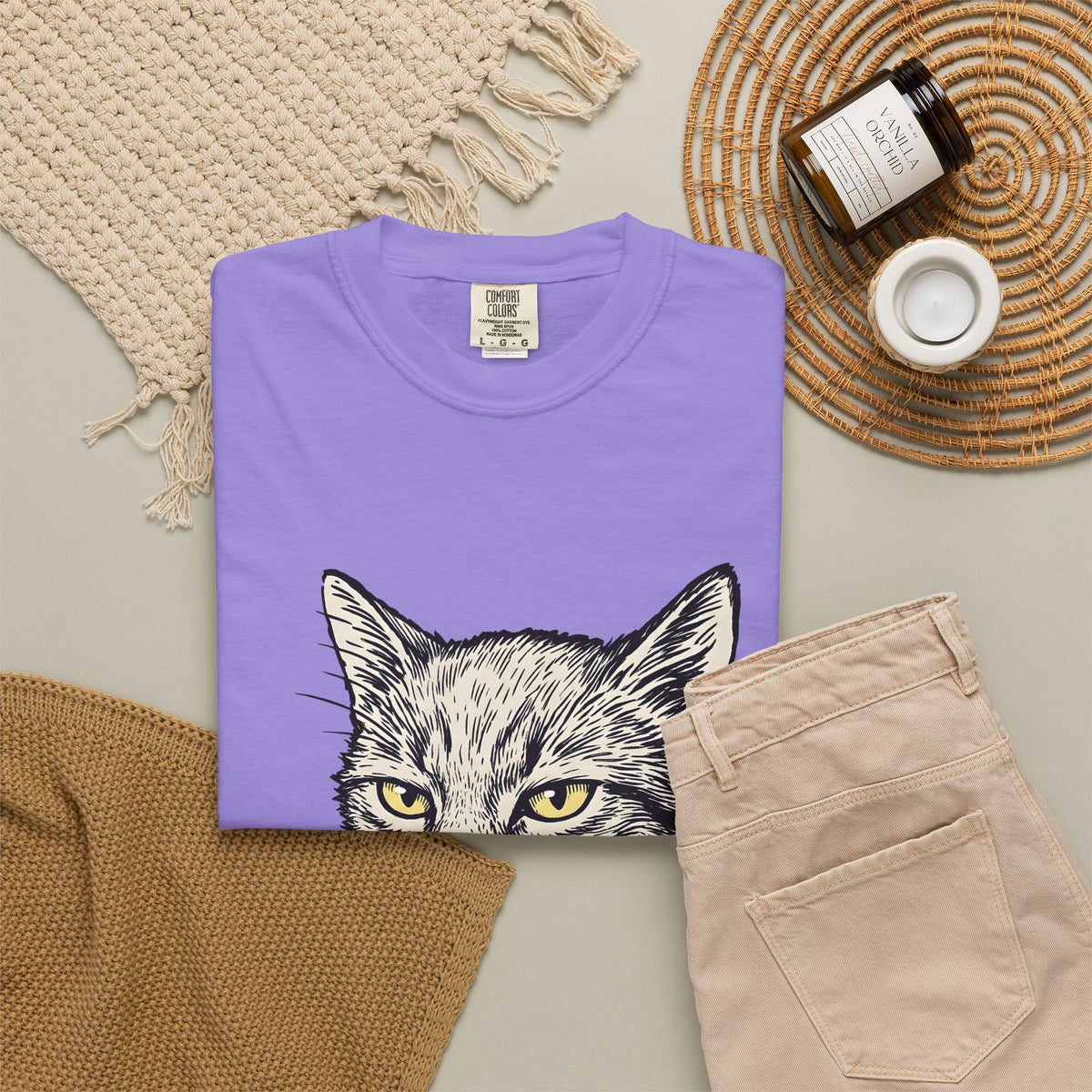 Cat Face T-Shirt Cat Jokes Gift Women Sketch T-Shirt Kitten T-Shirt Feline Fan Drawing Graphic Retro Chewing Gum T-Shirt
