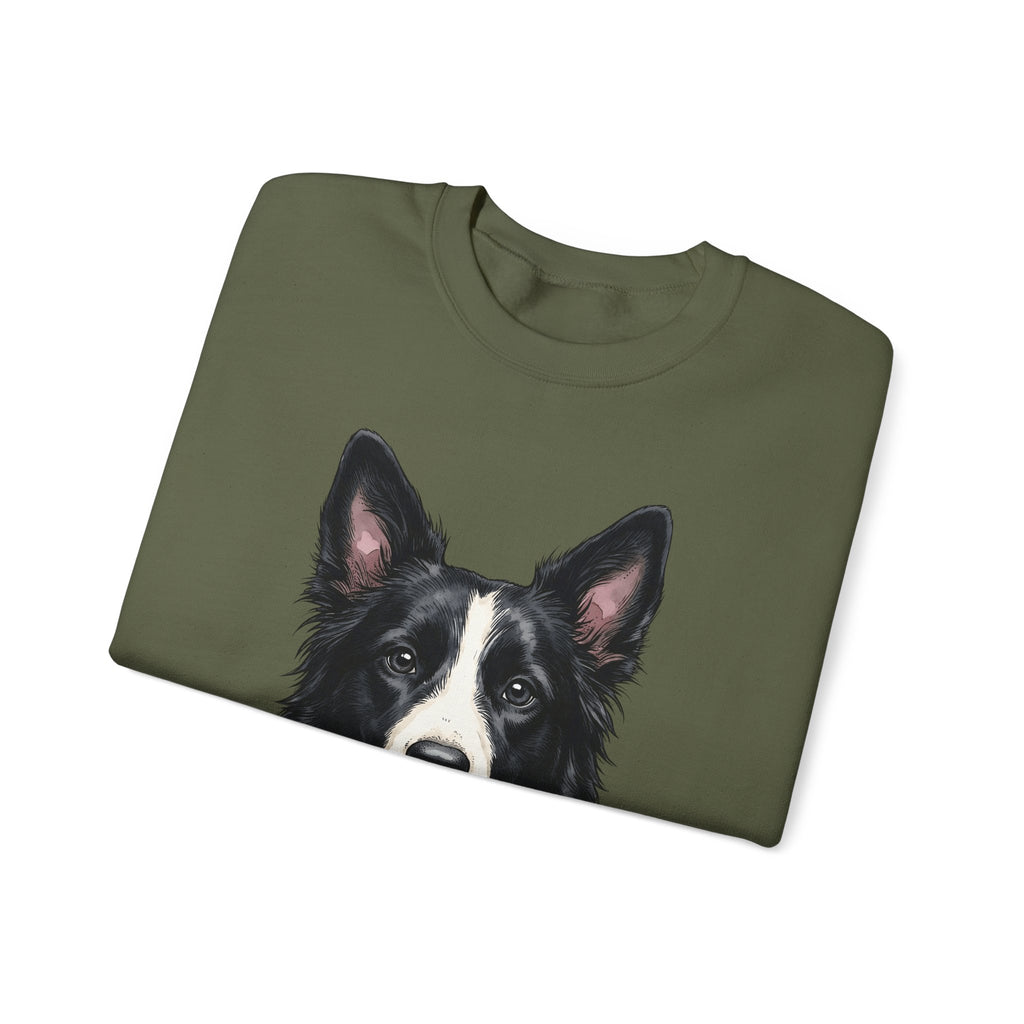 Border Collie Puppy Sweatshirt Dog Pets Gift Women Line Art Sweatshirt Puppy Sweatshirt Dog Fan Collie Sweatshirt Animal Graphic Hand Drawn Woven Collar Sweatshirt