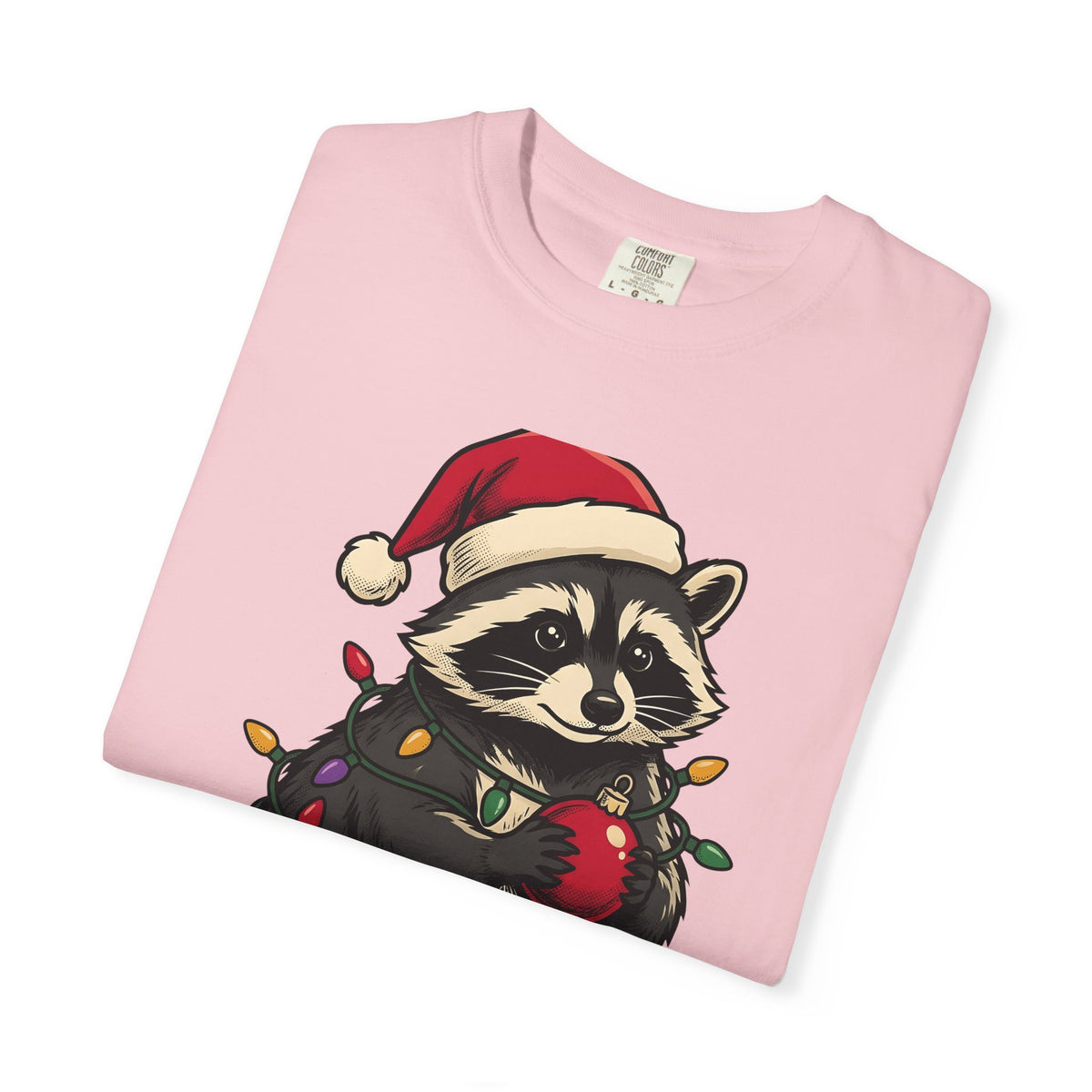 Raccoon Holiday Hat T-Shirt Christmas Creatures Gift Women Comic T-Shirt Trash Panda T-Shirt Xmas Fan Cartoon T-Shirt Animal Graphic Line Art