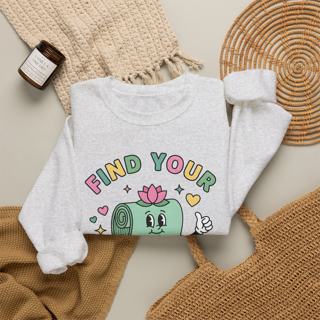Workout Mat Design Sweatshirt Yoga Relaxation Gift Women Doodle Sweatshirt Exercise Mat Sweatshirt Yoga Enthusiast Hand Drawn Sweatshirt Calming Illustration