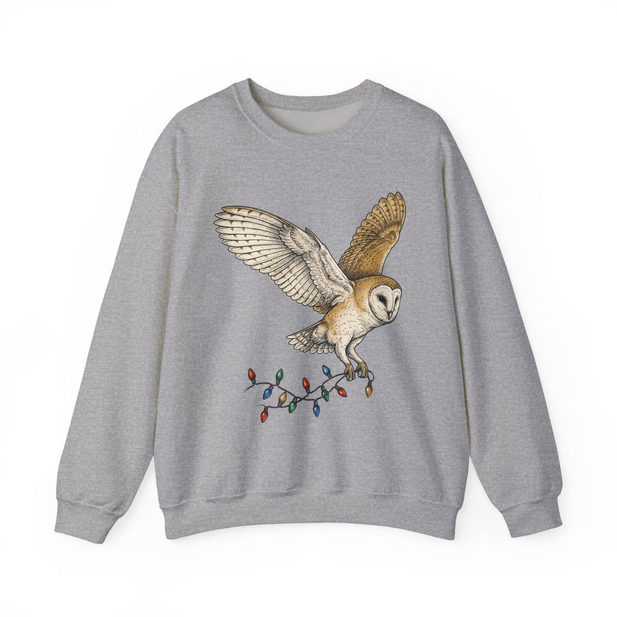 Barn Owl Sweatshirt Christmas Pets Gift Women Cartoon Sweatshirt Owl Sweatshirt Xmas Fan Owl Sweatshirt Animal Graphic Classic Globe Lights Sweatshirt