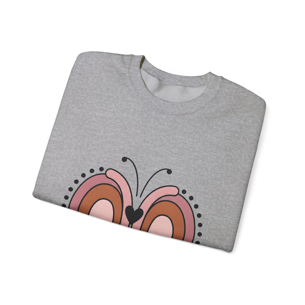 Rainbow Butterfly Sweatshirt Moms Family Gift Women Boho Sweatshirt Butterfly Sweatshirt Motherhood Enthusiast Hippie Sweatshirt Clan Graphic Minimalist Heart