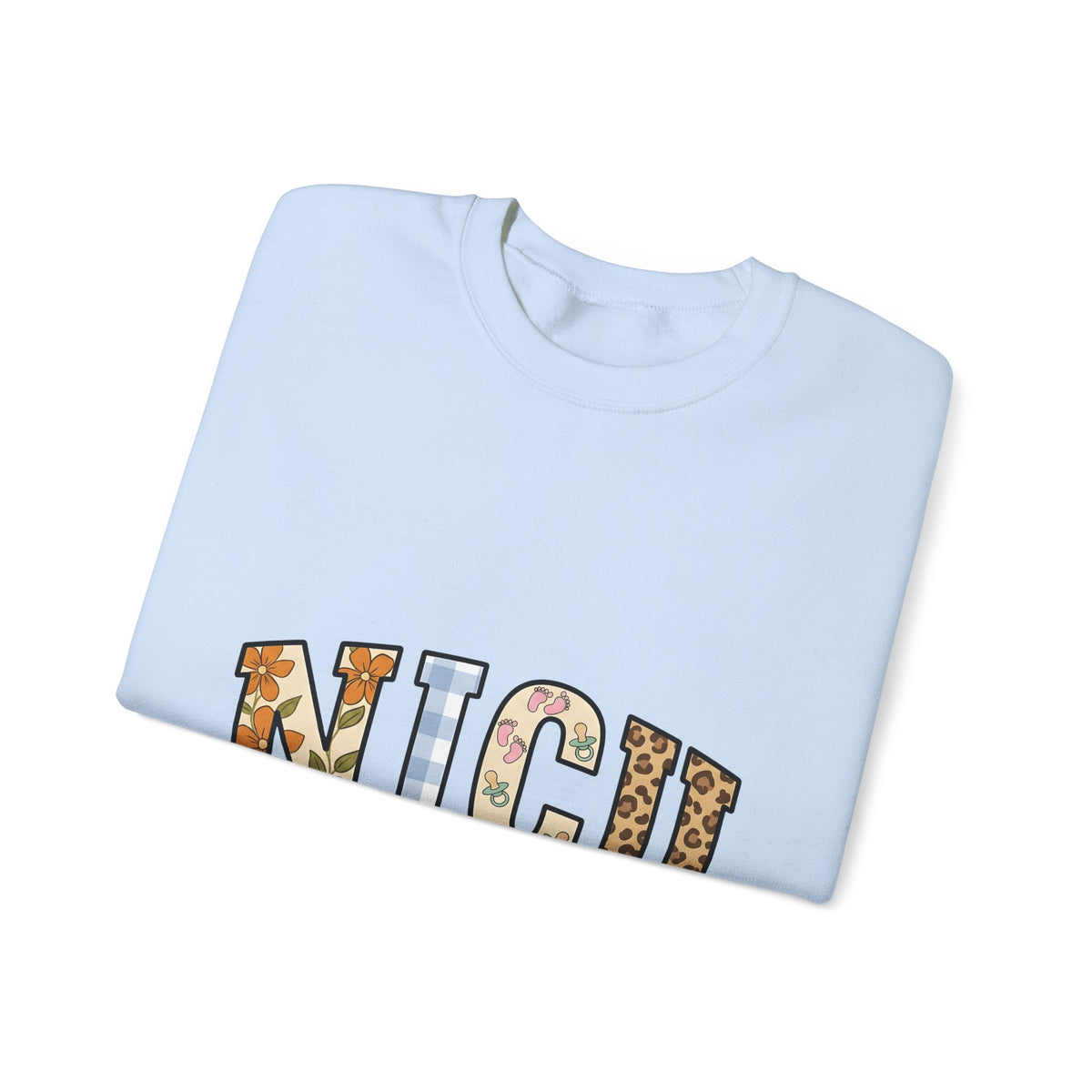 Nicu Letters Pattern Sweatshirt Nurses Baby Gift Women Playful Sweatshirt Neon Letters Sweatshirt Nurse Practitioner Enthusiast Whimsical Sweatshirt Infant