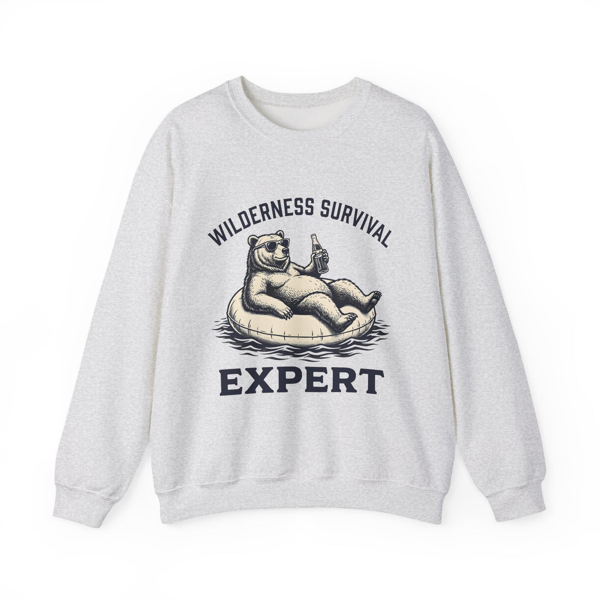Bear Pool Float Sweatshirt Camping Joke Gift Women Retro Sweatshirt Inflatable Sweatshirt Camper Fan Vintage Sweatshirt Pun Graphic Sketch Shades Sweatshirt
