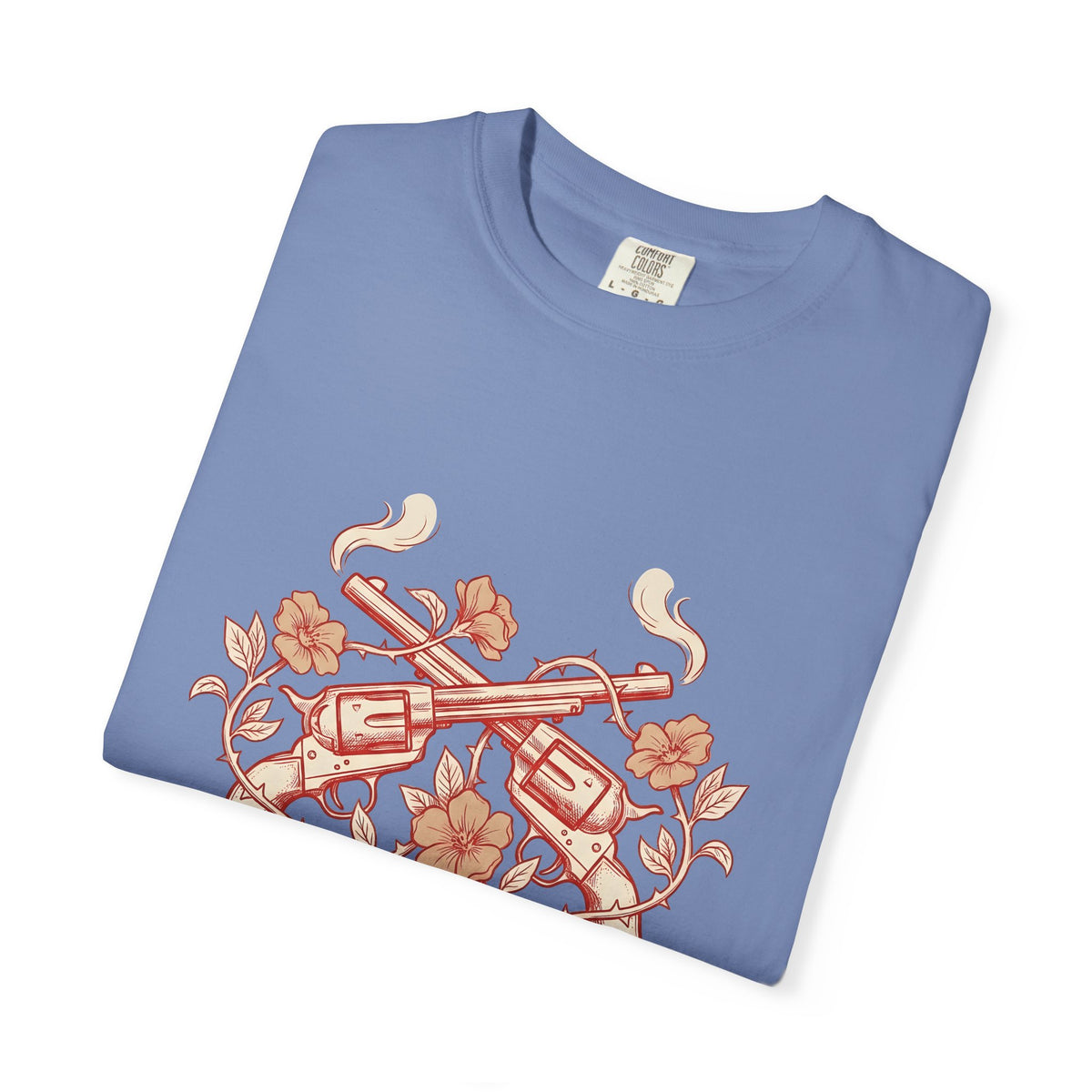 Crossed Six Shooters T-Shirt Cowgirl Rodeo Gift Women Old School T-Shirt Pistols T-Shirt Cowboy Fan Gunslinger T-Shirt Rodeo Graphic Line Art