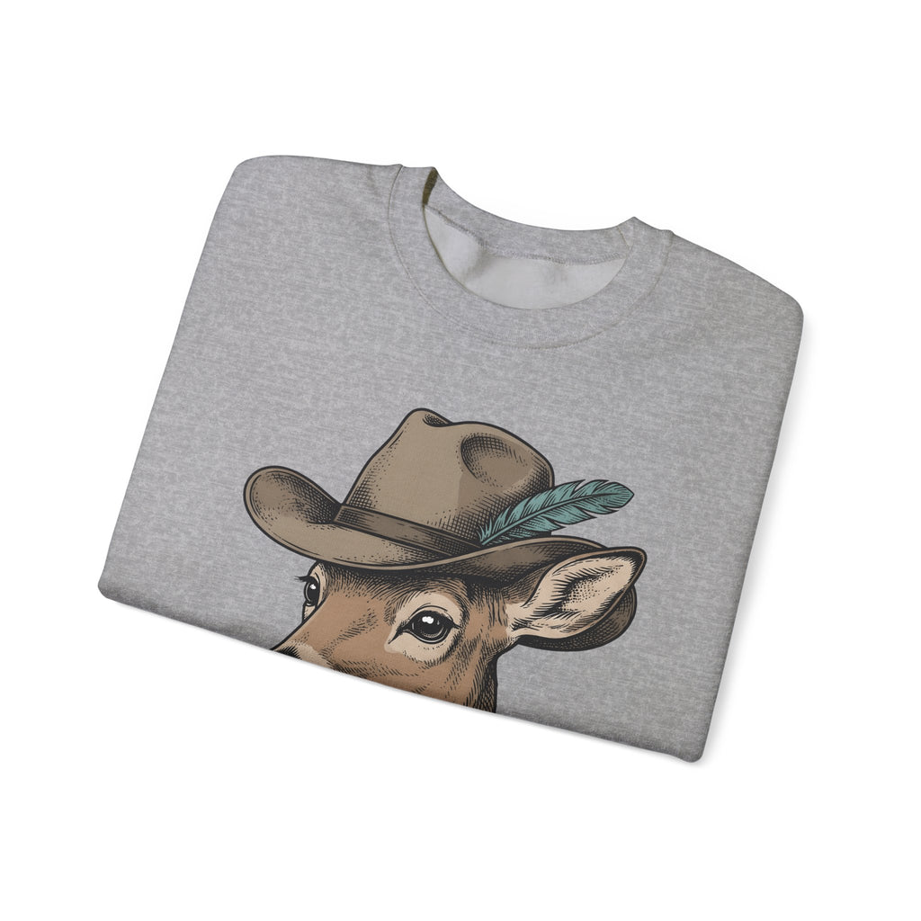 Buck Western Hat Cowgirl Wildlife Gift Sketch Cowboy Hat Cowgirl Fan Rodeo Wildlife Retro Sweatshirt