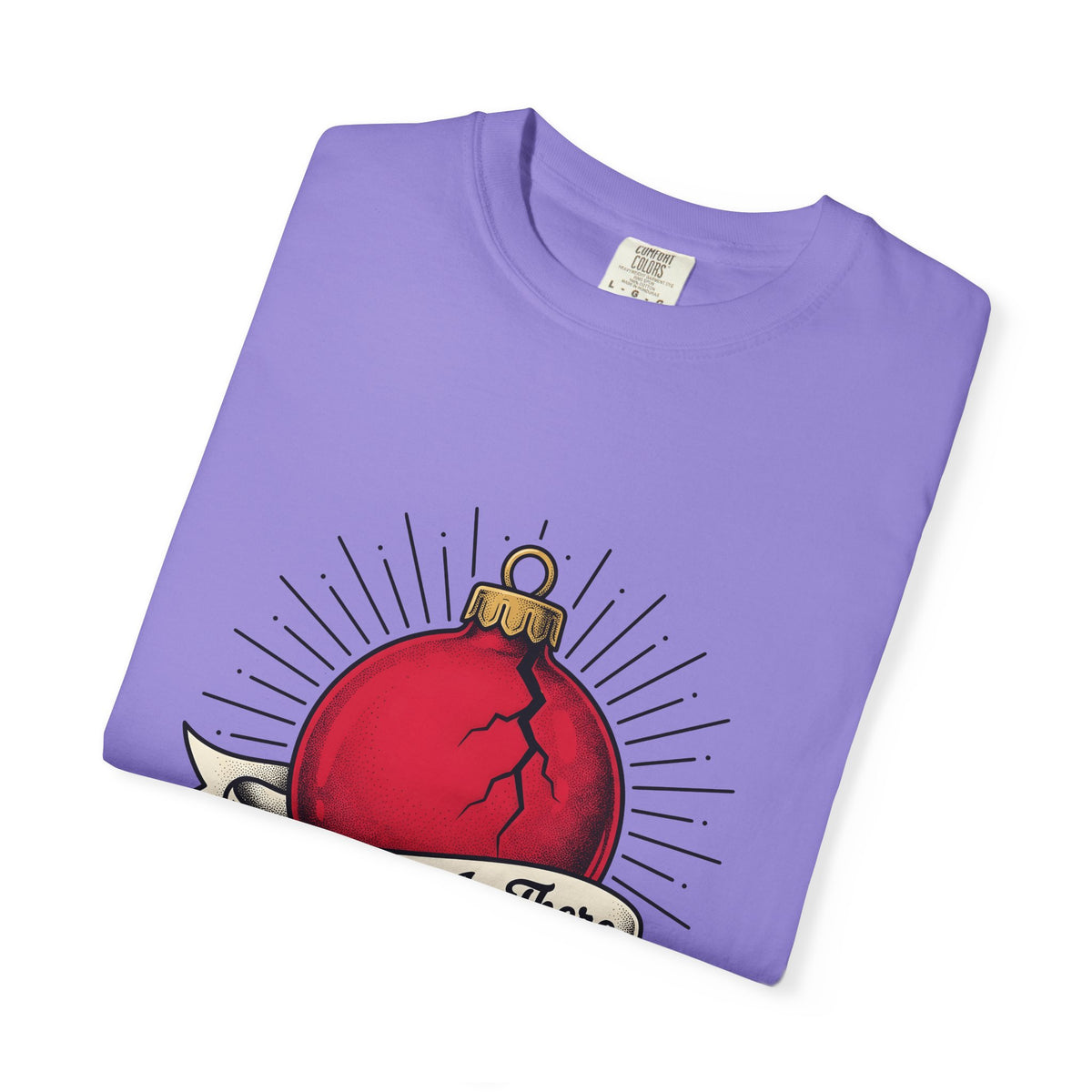 Fractured Ornament T-Shirt Christmas Satire Gift Women Hand Drawn T-Shirt Broken Bauble T-Shirt Xmas Fan Hand Drawn T-Shirt Sarcastic Graphic Old