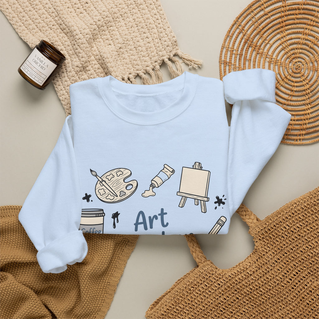 Painting Supplies Sweatshirt Teacher Study Gift Women Line Art Sweatshirt Art Materials Sweatshirt Educator Enthusiast Illustration Design Graphic Studying