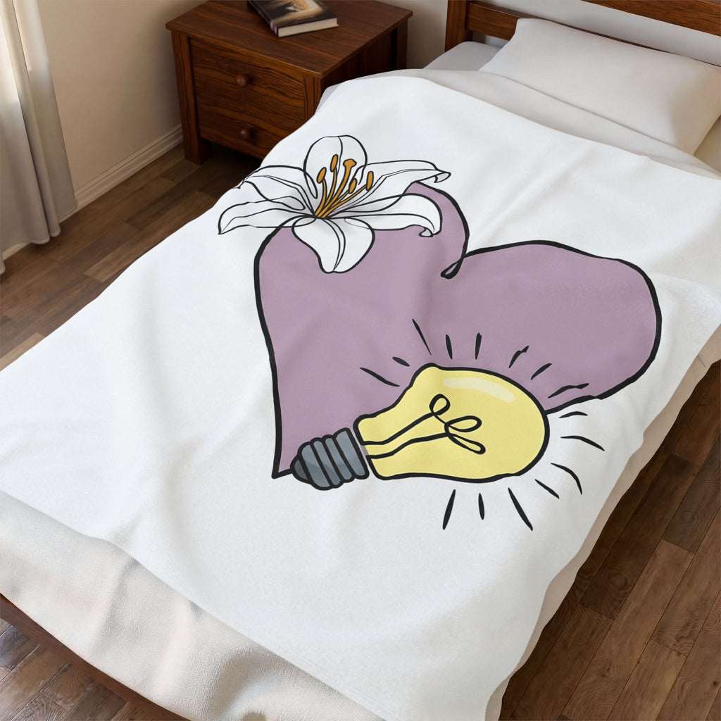 Heart Blossom Lamp Blanket Teacher Thanks Gift Women Hand Drawn Blanket Lamp Shade Blanket Educator Enthusiast Illustrated Graphic Appreciation