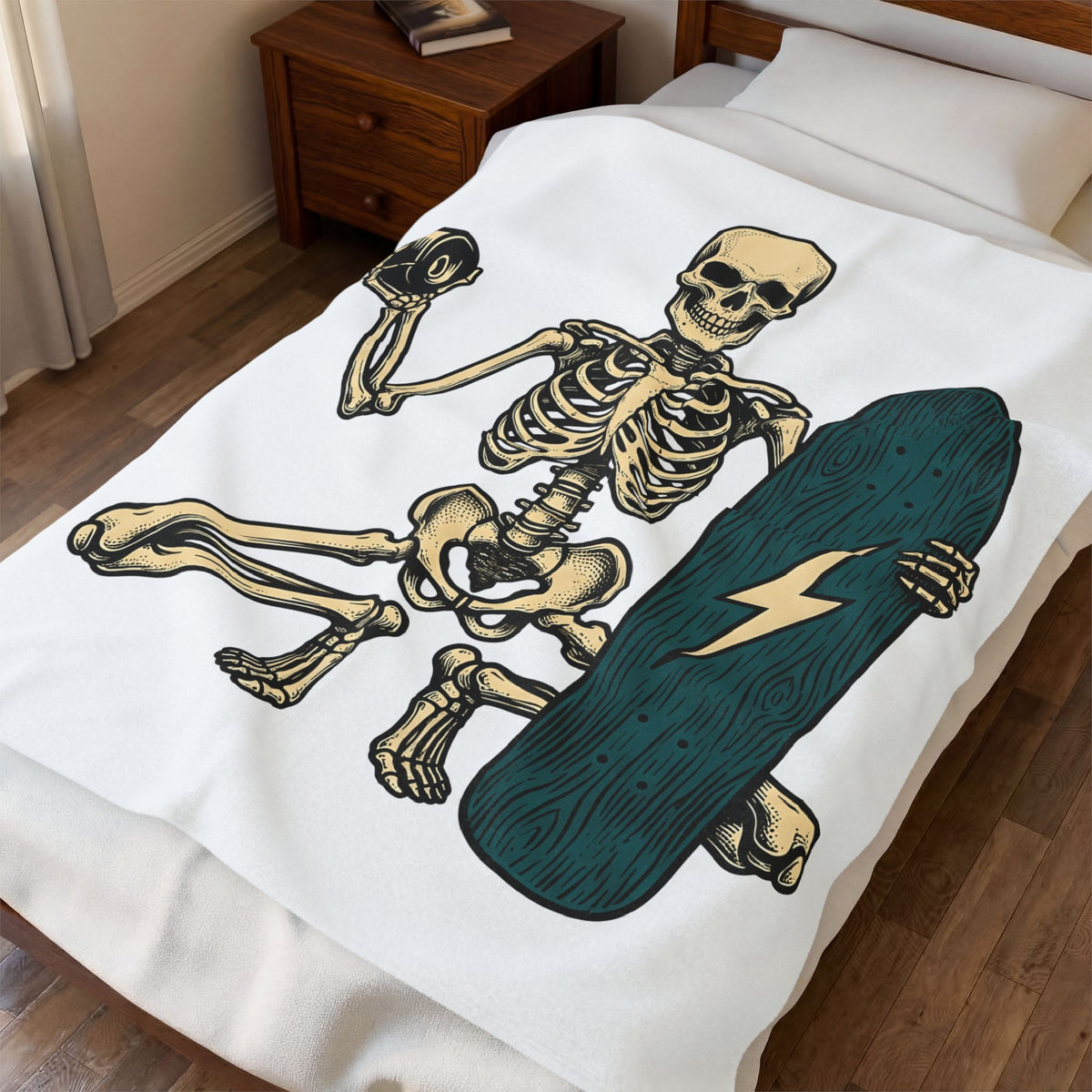 Bony Skateboarder Blanket Sports Training Gift Women Line Art Blanket Skateboarder Blanket Athlete Enthusiast Illustration Design Workout Classic