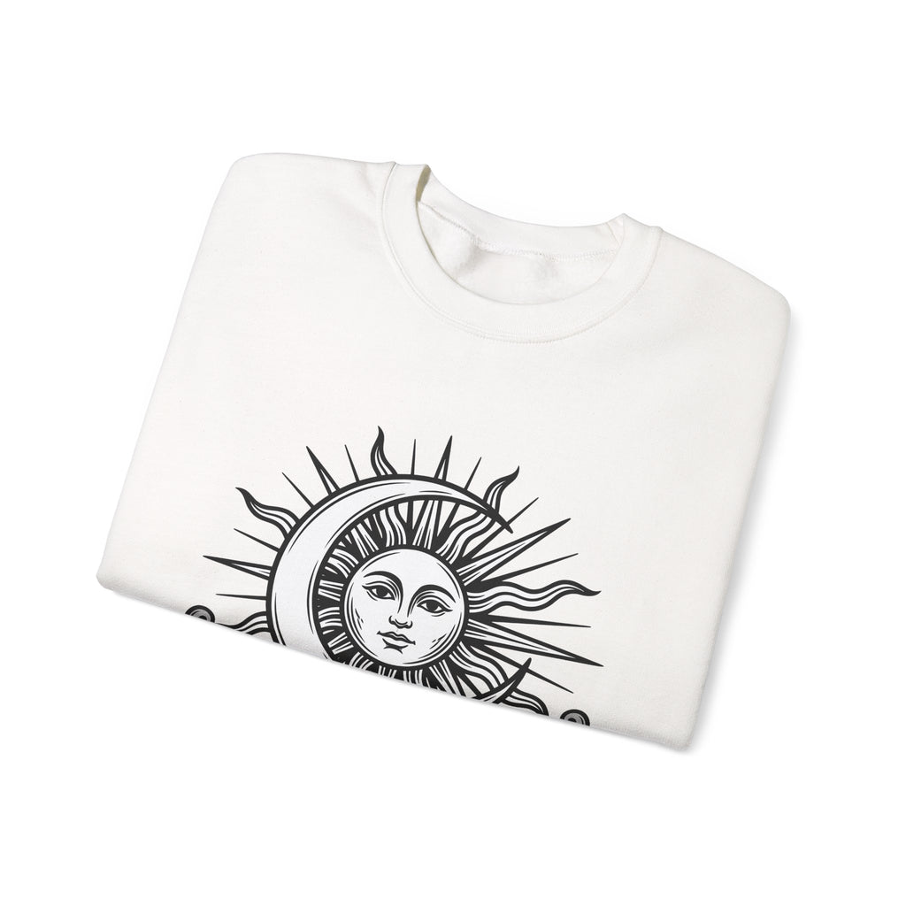 Sun Moon Boho Chic Astrology Gift Sketch Celestial Body Bohemian Enthusiast Drawing Astrology Sweatshirt