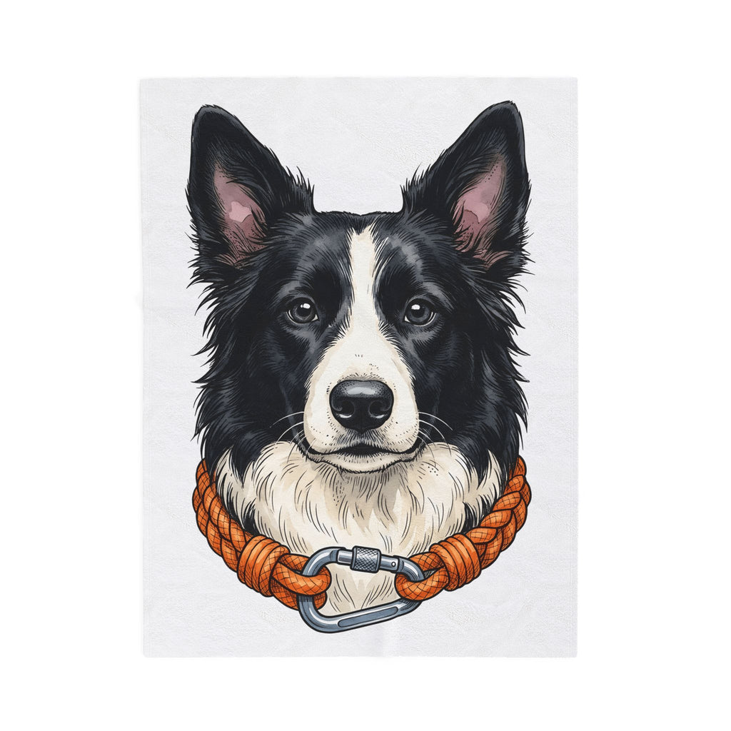 Border Collie Puppy Blanket Dog Pets Gift Women Line Art Blanket Puppy Blanket Dog Fan Collie Blanket Animal Graphic Hand Drawn Woven Collar Blanket