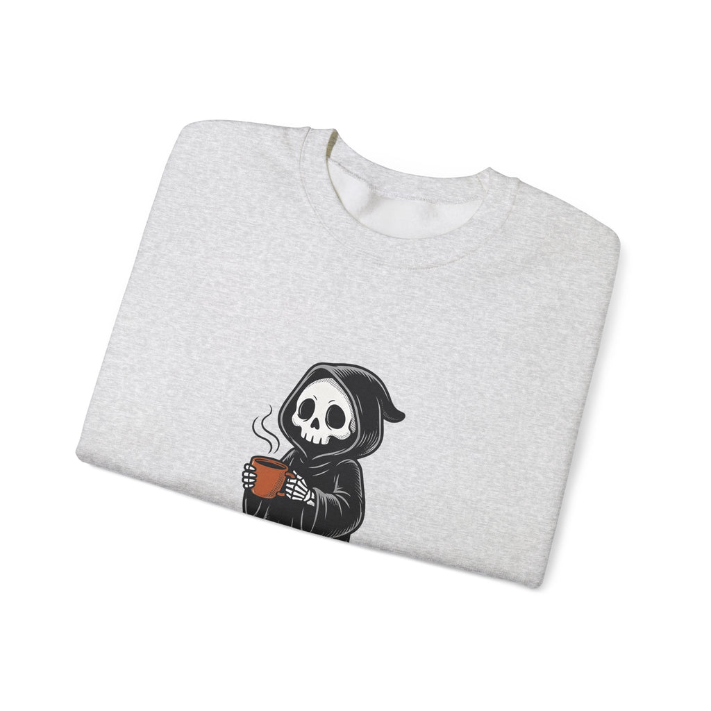 Reaper Skull Sweatshirt Halloween Latte Gift Women Retro Sweatshirt Grim Reaper Sweatshirt Horror Fan Grunge Sweatshirt Coffee Graphic Vintage Sweatshirt Sweatshirt