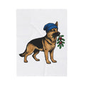 German Shepherd Puppy Blanket Dog Holidays Gift Women Hand Drawn Blanket Alsatian Blanket Dog Fan Illustrated Graphic Blanket Line Art Festive