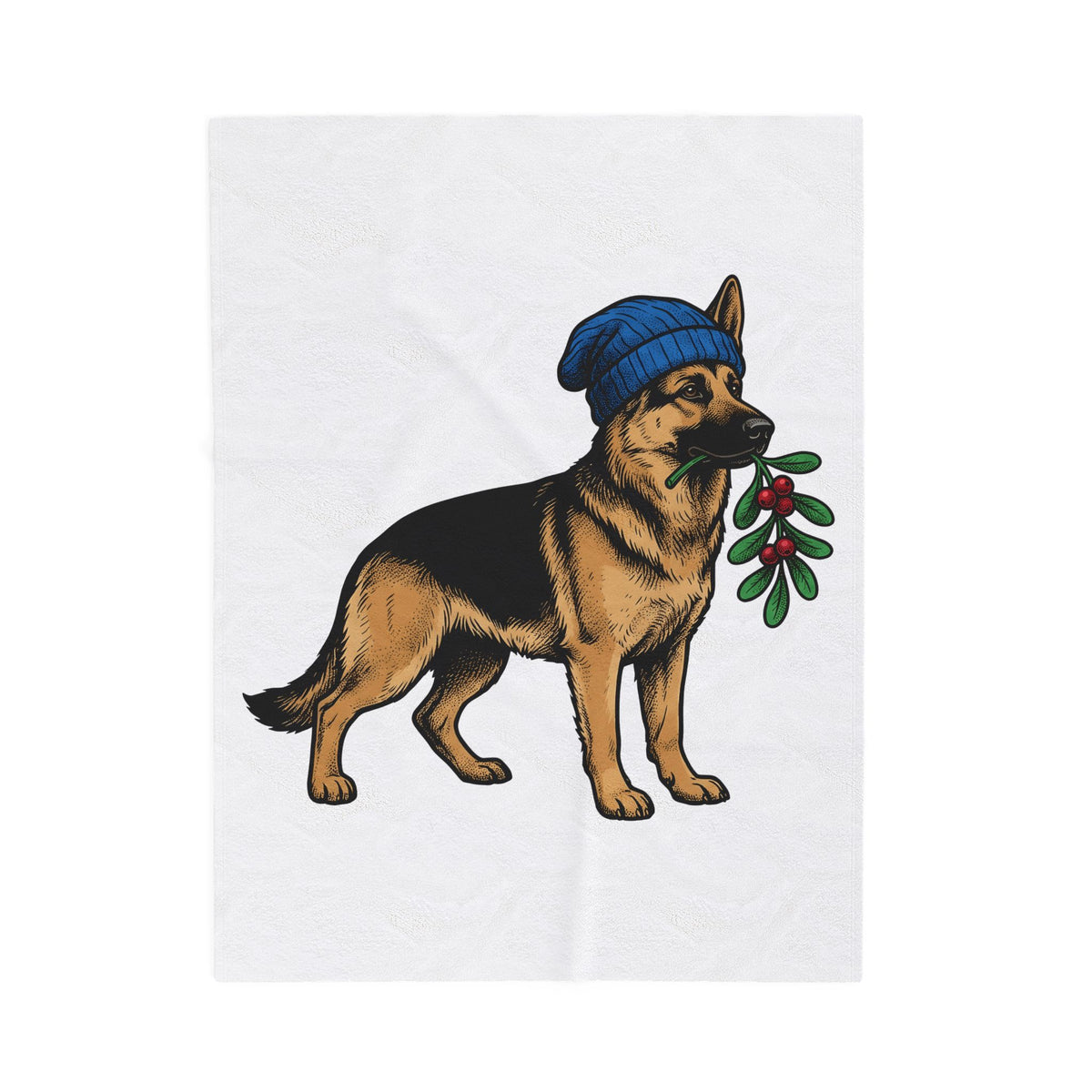 German Shepherd Puppy Blanket Dog Holidays Gift Women Hand Drawn Blanket Alsatian Blanket Dog Fan Illustrated Graphic Blanket Line Art Festive