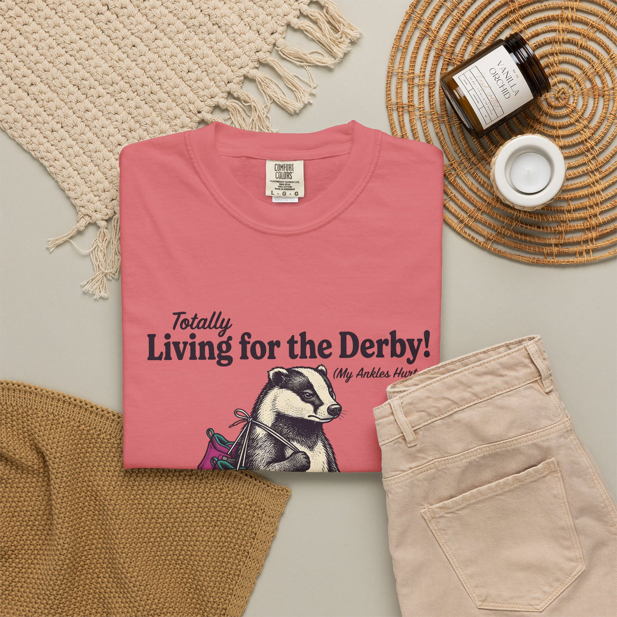 Badger Roller Skates T-Shirt Funny Pet Gift Women Retro T-Shirt Roller Skating T-Shirt Humor Fan Vintage T-Shirt Animal Graphic Sketch Creature