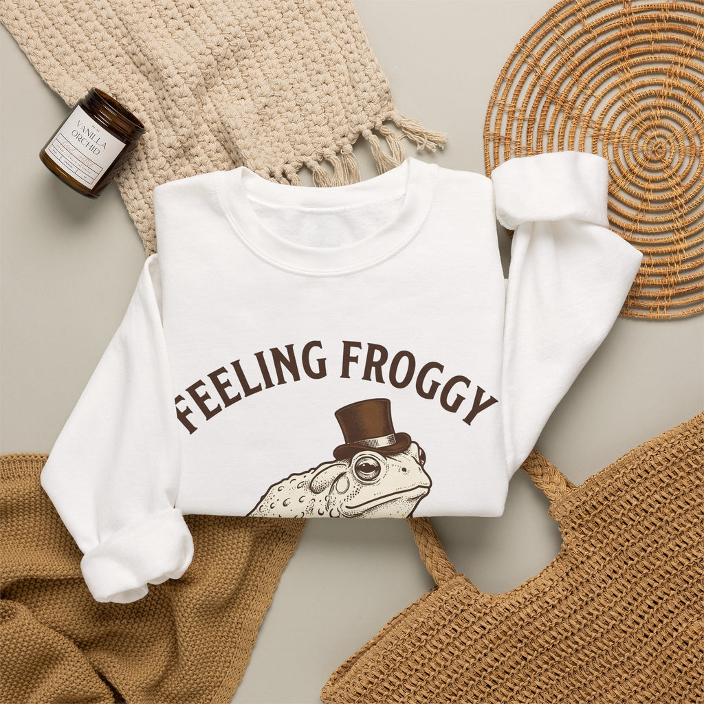 Toad Top Hat Sweatshirt Funny Animal Gift Women Vintage Sweatshirt Frog Sweatshirt Humor Fan Retro Sweatshirt Creature Graphic Hand Drawn Animal Humor Sweatshirt