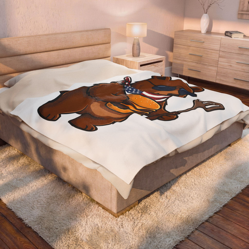 Bear Sandwich Blanket 4th Of July Grilling Gift Women Comic Blanket Sandwich Blanket Independence Fan Cartoon Blanket Barbecue Graphic Vintage