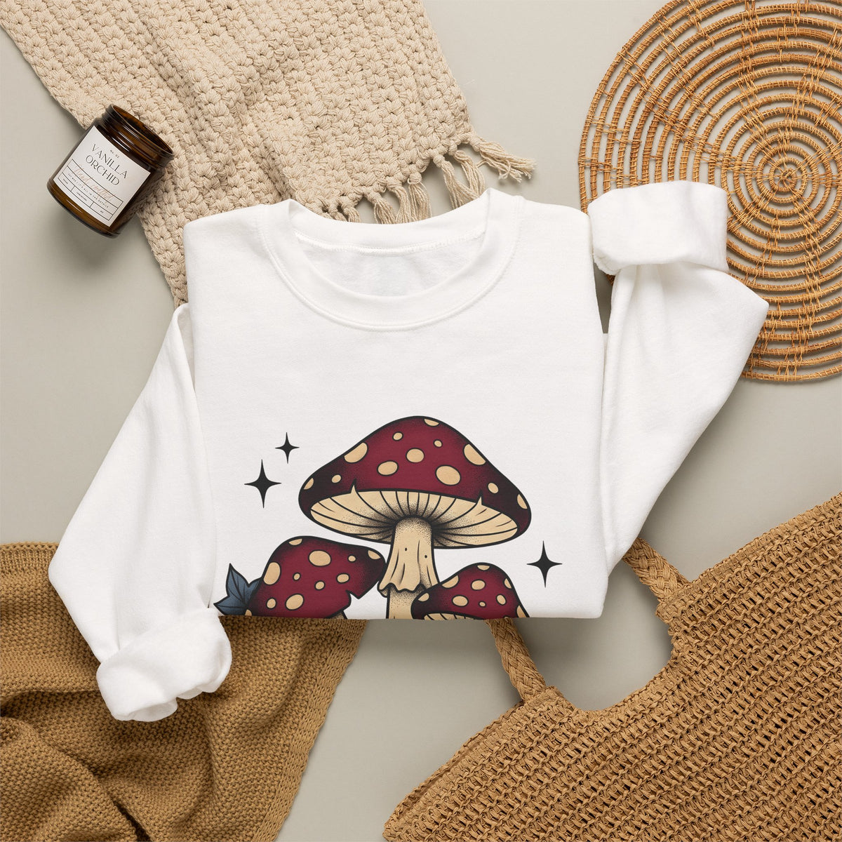 Toadstool Bunch Sweatshirt Boho Chic Forest Gift Women Line Art Sweatshirt Mushroom Sweatshirt Bohemian Fan Minimalist Sweatshirt Woods Graphic Rustic Creeper