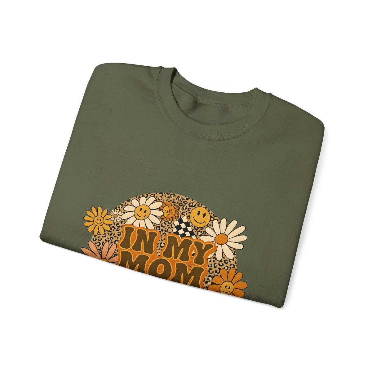 Smiley Flowers Sweatshirt Moms Aesthetic Gift Women Boho Sweatshirt Happy Face Sweatshirt Motherhood Enthusiast Hippie Sweatshirt Visual Design Retro Leopard