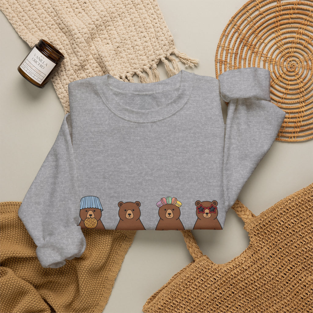 Bear Pastry Desserts Fauna Gift Whimsical Cake Sweets Fan Pastry Wildlife Fun Confection Sweatshirt