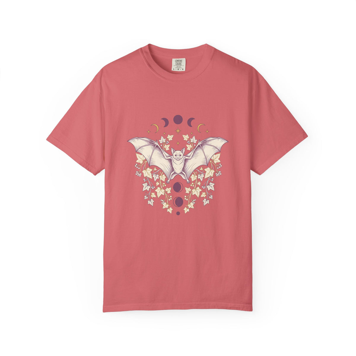 Bat Drawing T-Shirt Cottagecore Dark Gift Women Hippie T-Shirt Bat T-Shirt Cottage Fan Bohemian T-Shirt Gothic Graphic Antique Plant T-Shirt