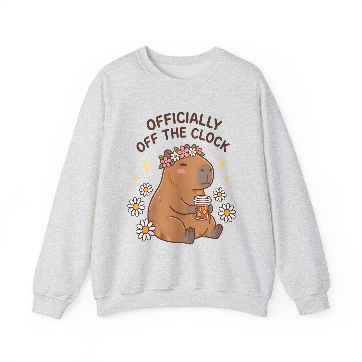 Capybara Coffee Sweatshirt Nurses Animal Gift Women Cute Sweatshirt Coffee Sweatshirt Nurse Enthusiast Adorable Sweatshirt Wildlife Graphic Cartoon Daisies
