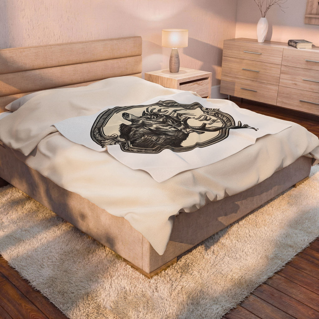 Stag Trio Boho Chic Nature Gift Vintage Deer Bohemian Fan Retro Wilderness Hand Drawn Blanket