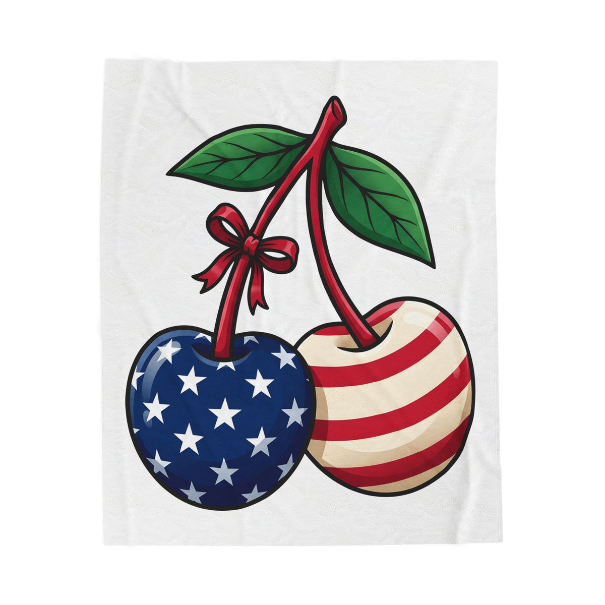 American Cherries 4Th Of July Beach Gift Comic Cherry Independence Day Fan Cartoon Coastal Blanket