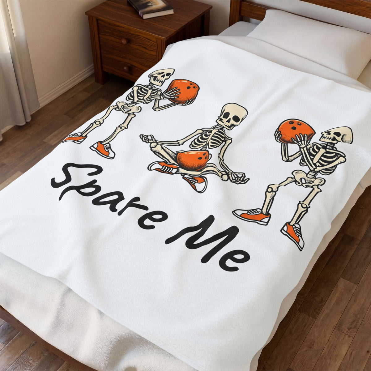 Skull Bowling Blanket Bowling Satire Gift Women Caricature Blanket Skull Blanket Bowling Fan Cartoon Blanket Satire Graphic Classic Orange Kicks