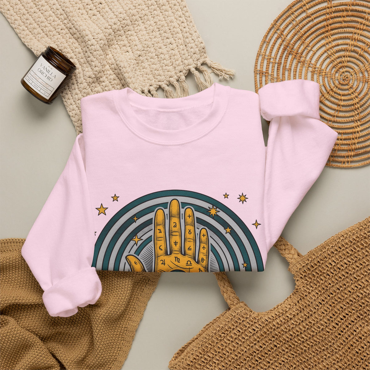 Fortune Hand Sweatshirt Astrology Esoteric Gift Women Ethnic Sweatshirt Palmistry Sweatshirt Zodiac Fan Tribal Sweatshirt Mystical Graphic Classic Astrological