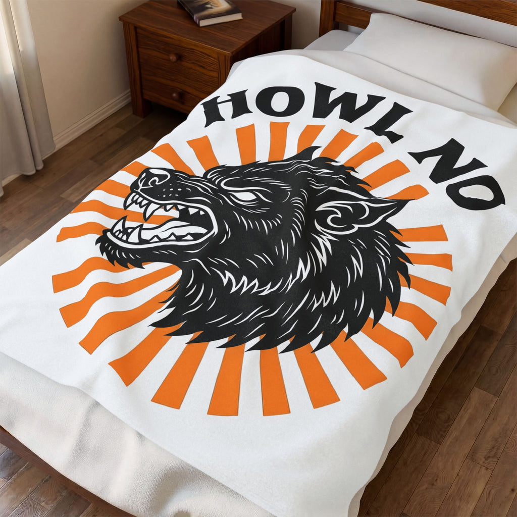Wolf Face Halloween Scary Gift Werewolf Horror Fan Creepy Retro Sunburst Blanket
