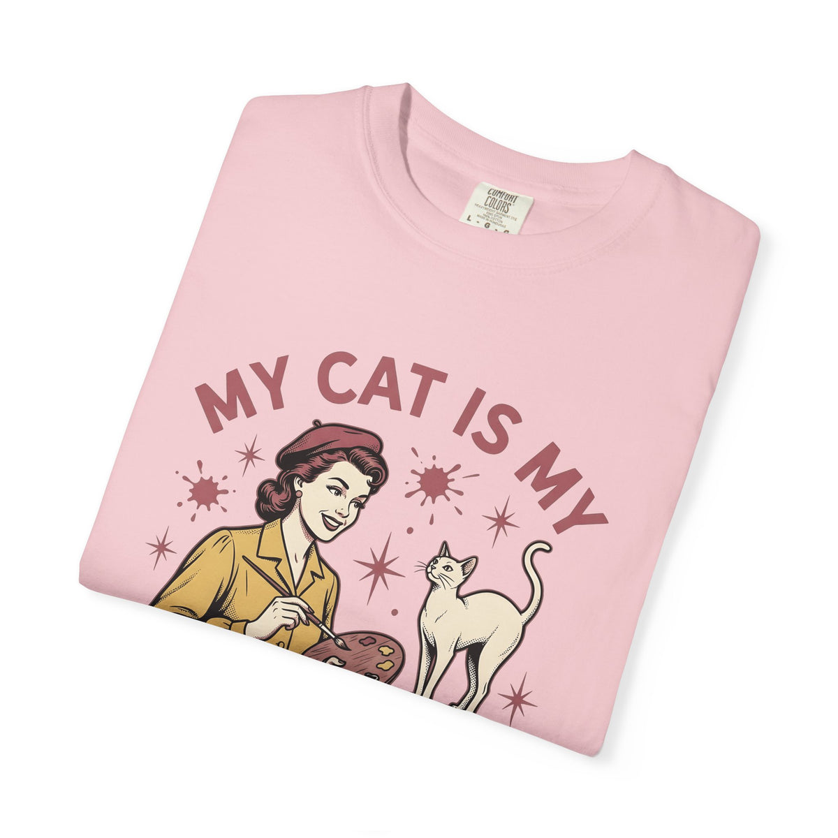Kitty Artist T-Shirt Cat Fauna Gift Women Antique T-Shirt Cat Lady T-Shirt Feline Fan Vintage T-Shirt Wildlife Graphic Heritage Art Palette T-Shirt