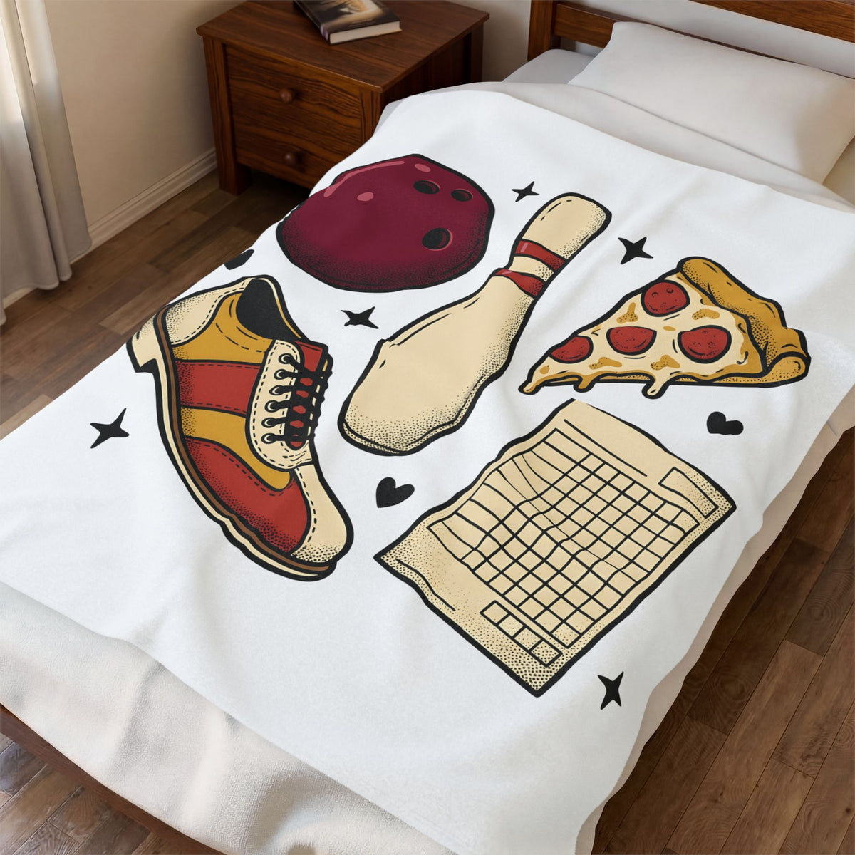 Bowling Ball Pins Blanket Bowling Cuisine Gift Women Classic Blanket Bowling Pins Blanket Bowler Fan Vintage Blanket Food Graphic Old School