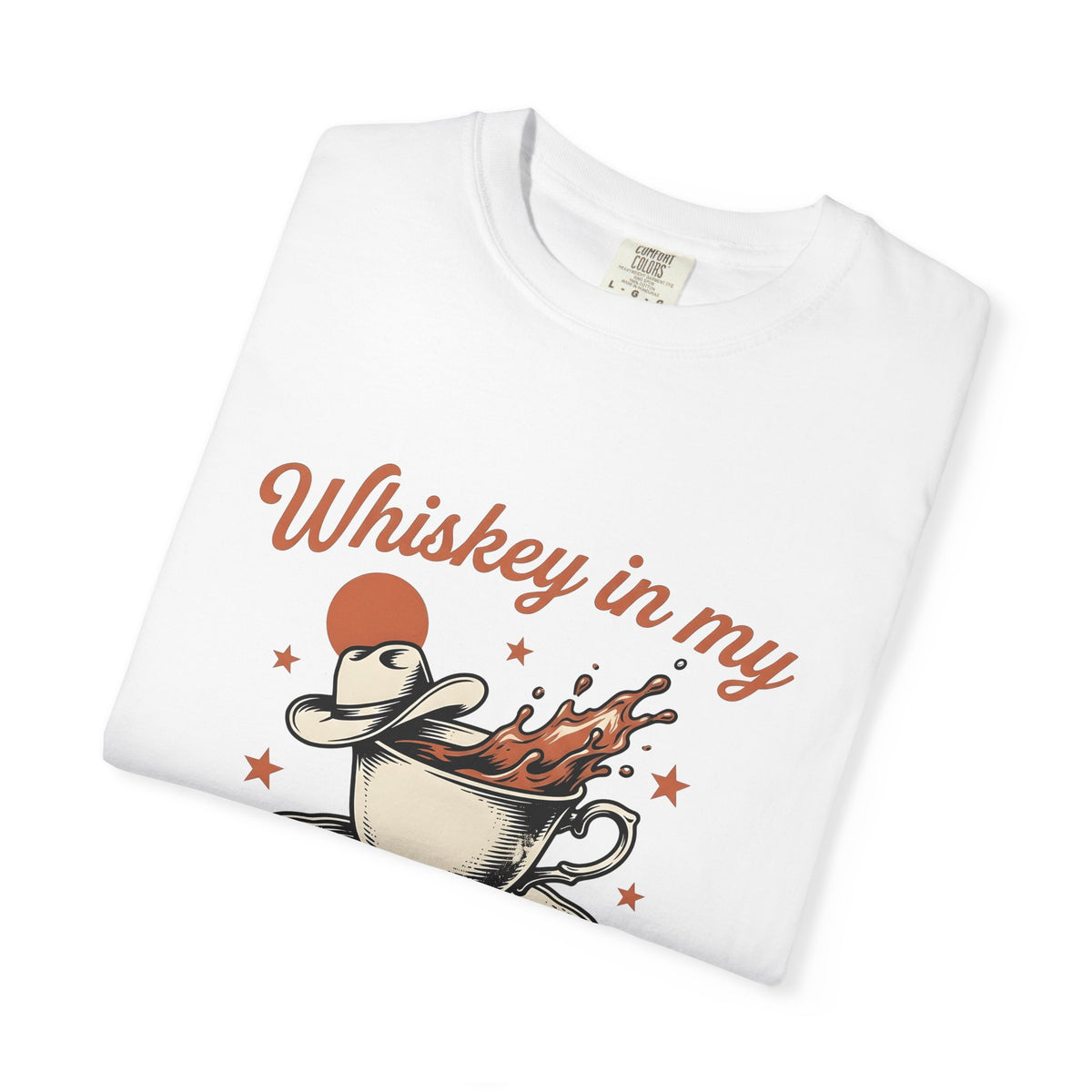 Hot Drink Western Hat T-Shirt Cowgirl Rodeo Gift Women Distressed T-Shirt Coffee T-Shirt Cowgirl Fan Vintage T-Shirt Rodeo Graphic Retro Shines