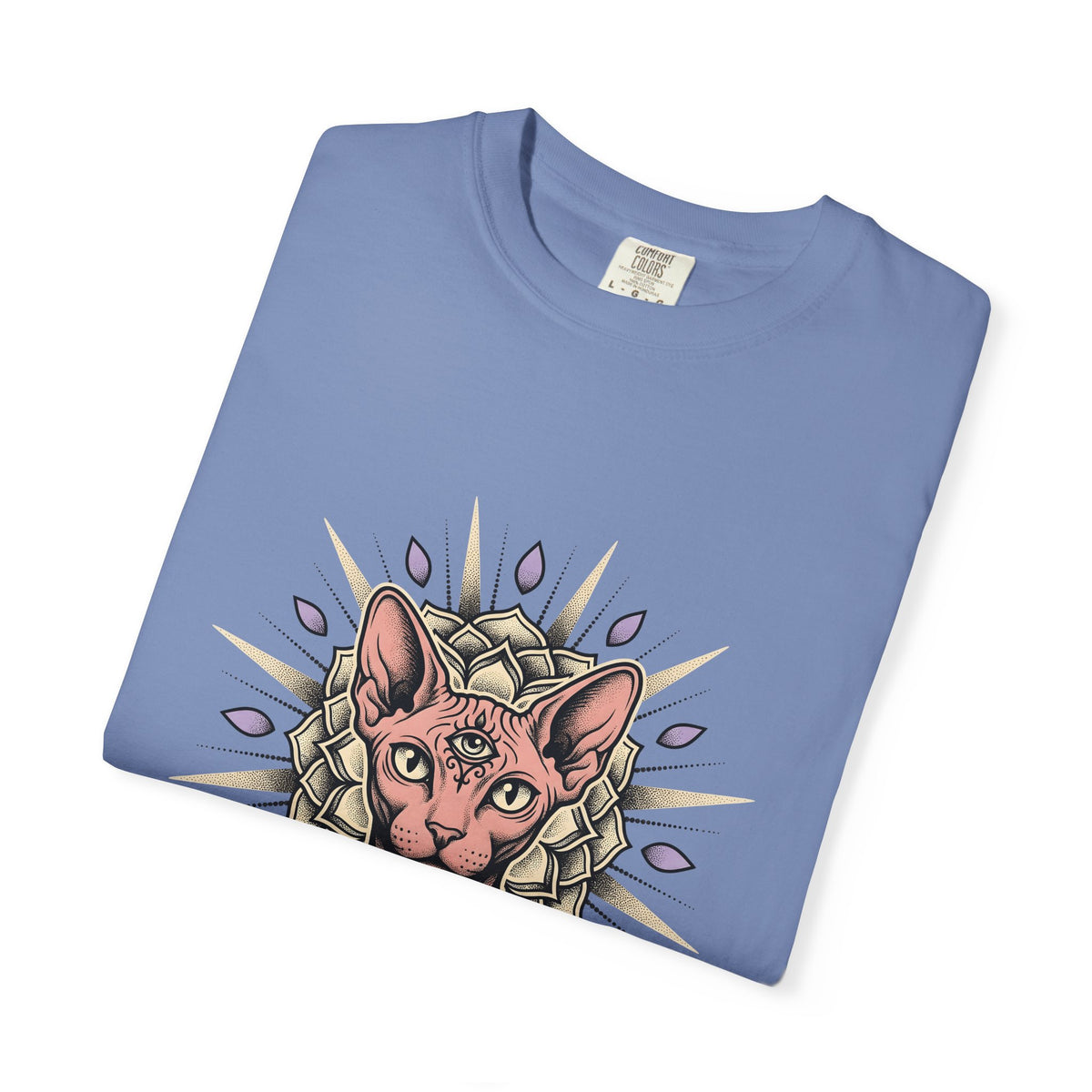 Sphynx Pet T-Shirt Cat Meditation Gift Women Tribal T-Shirt Hairless Cat T-Shirt Cat Fan Tribalism T-Shirt Mindfulness Graphic Etched Circle Design