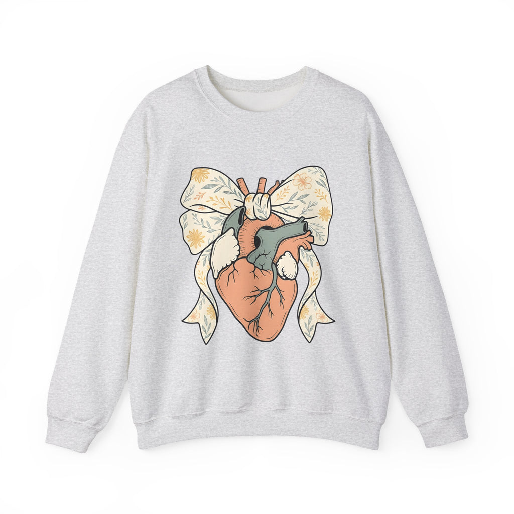 Realistic Heart Sweatshirt Nurses Medicine Gift Women Flower Sweatshirt Heart Sweatshirt Nurse Enthusiast Floral Sweatshirt Medical Graphic Classic Knot Sweatshirt