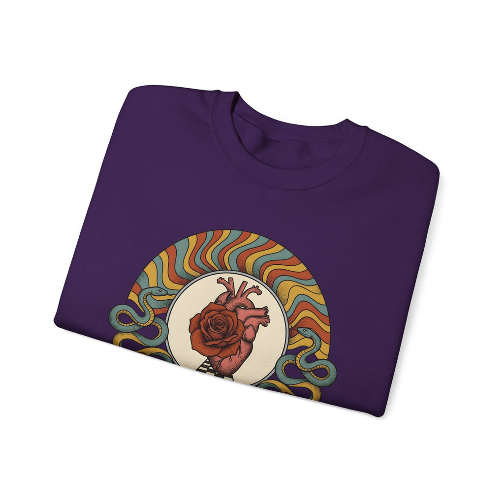 Anatomical Heart Rose Sweatshirt Boho Chic Spiritual Gift Women Psychedelic Sweatshirt Heart Rose Sweatshirt Boho Fan Trippy Sweatshirt Mystical Graphic Retro