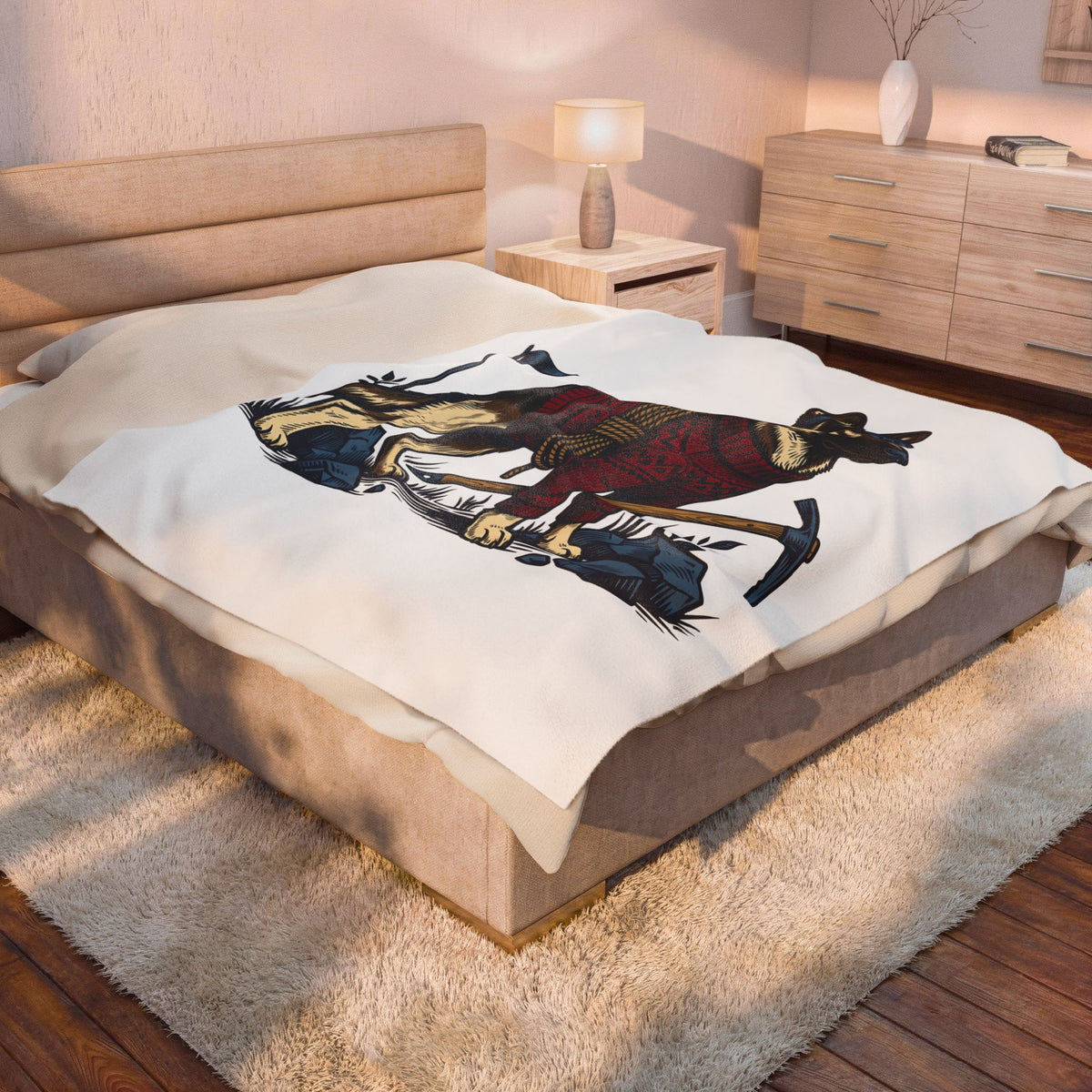 German Shepherd Puppy Dog Camping Gift Old School Alsatian T Blanket