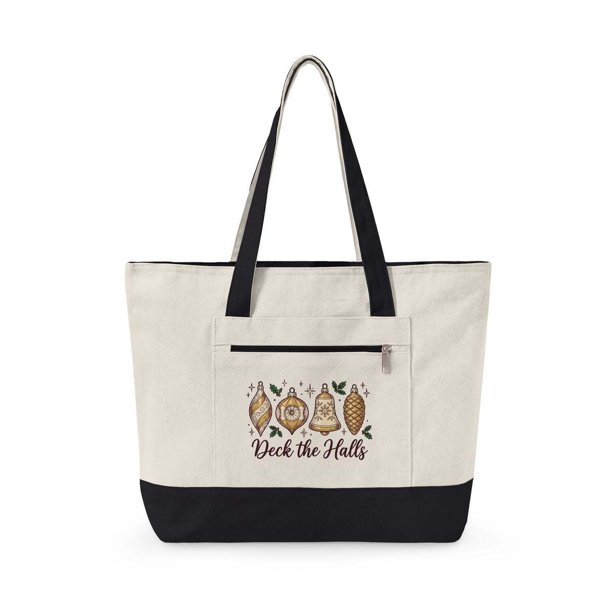 Festive Ornaments Tote Bag Christmas Event Gift Women Line Art Tote Bag Baubles Tote Bag Xmas Fan Illustration Graphic Tote Bag Hand Painted Pine