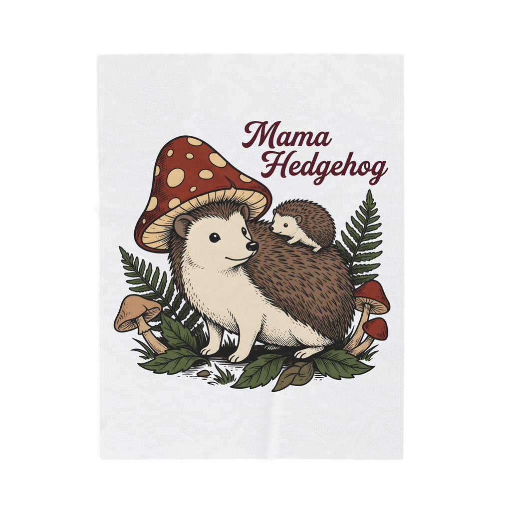 Hedgehog Group Blanket Moms Wildlife Gift Women Forest Blanket Porcupine Blanket Mother Fan Woodland Blanket Animal Graphic Retro Toadstools Blanket