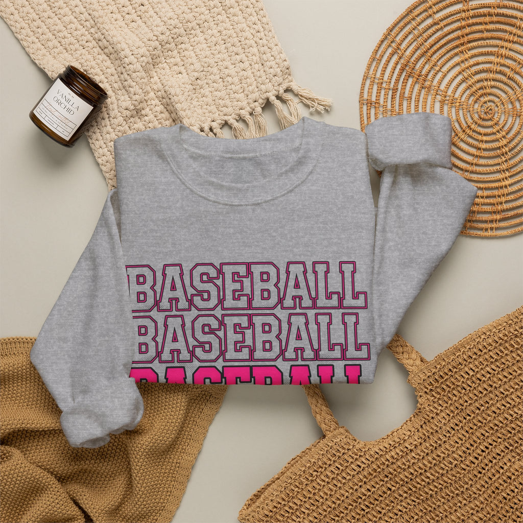 Baseball Lettering Sweatshirt Moms Athletics Gift Women Strong Sweatshirt Lettering Sweatshirt Mom Fan Bold Sweatshirt Sports Graphic Vintage Pink Highlight