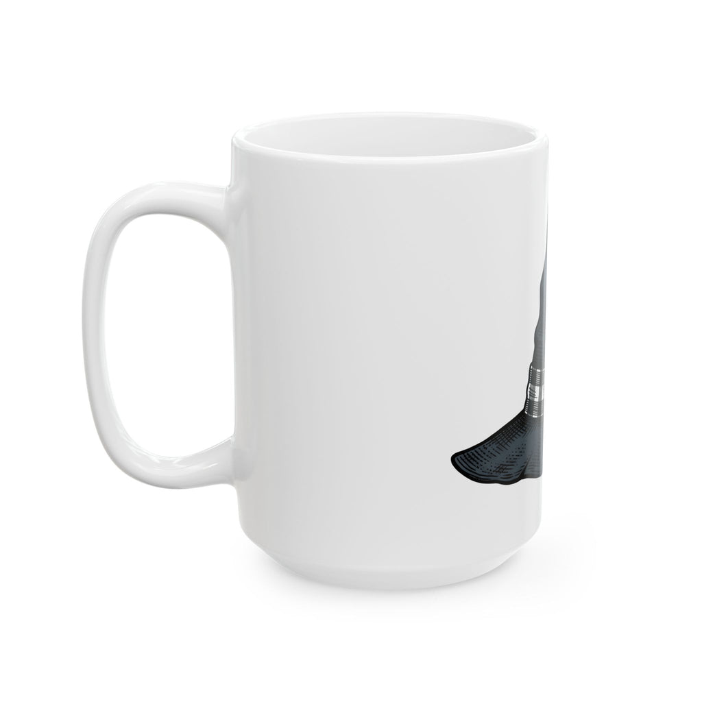 Witch Hat Mug Halloween Sorcery Gift Women Cartoon Mug Wizard Hat Mug Halloween Fan Comic Mug Magic Graphic Silhouette Gingham Bow