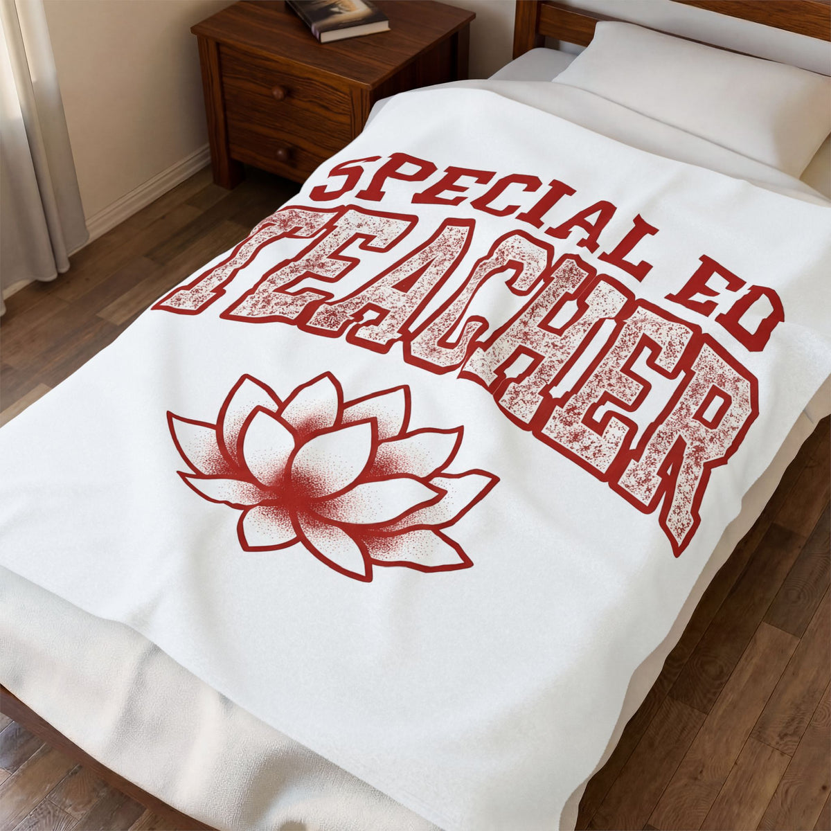 Lotus Petal Blanket Teacher Recognition Gift Women Faded Blanket Waterlily Blanket Educator Enthusiast Distressed Blanket Appreciation Graphic
