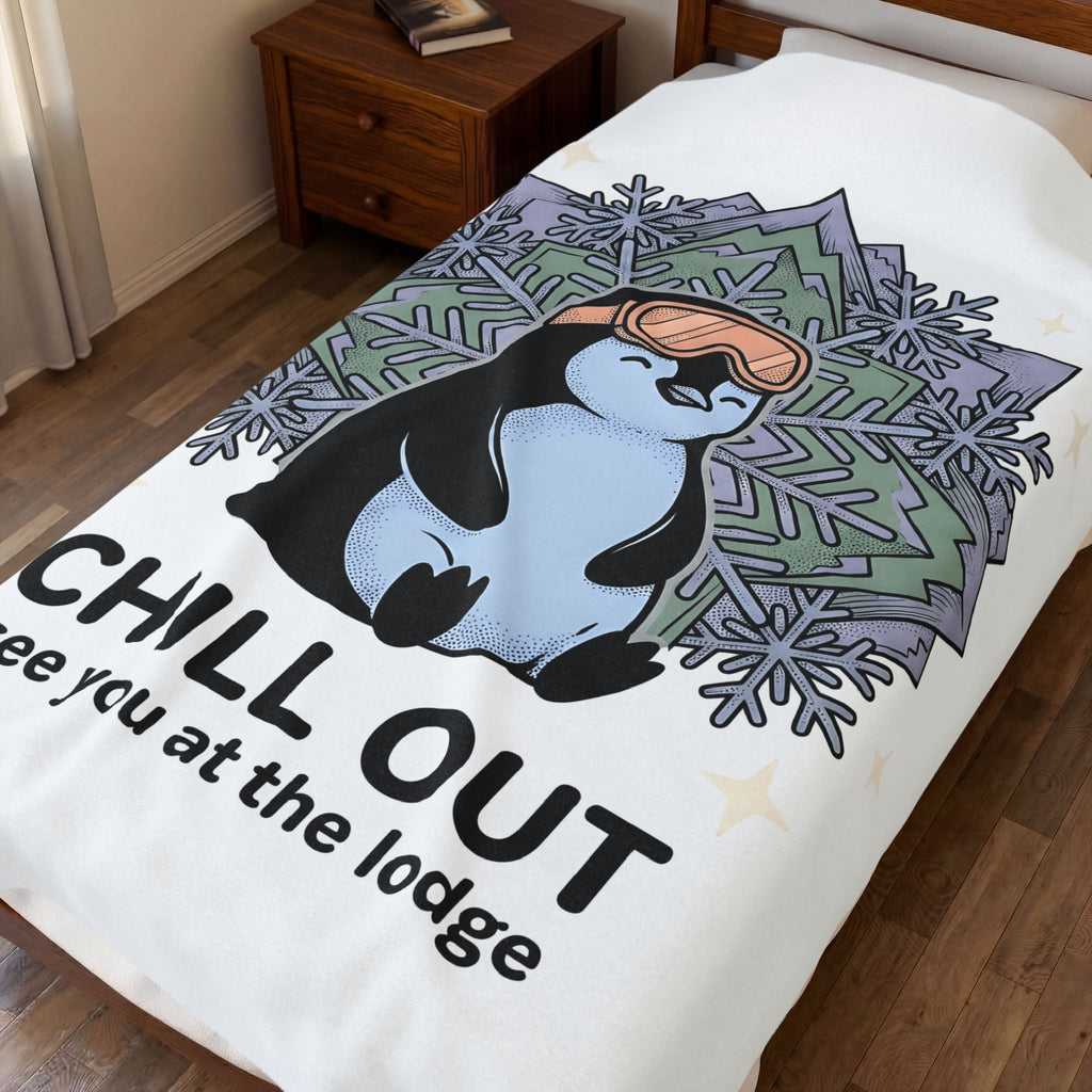 Penguin Graphic Blanket Winter Sports Skiing Gift Women Cartoon Blanket Pinguin Blanket Snow Sports Fan Toon Blanket Slalom Graphic Vintage