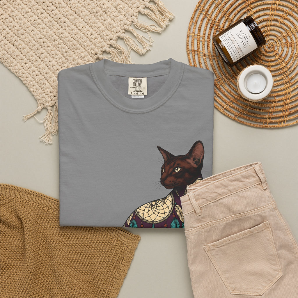 Feline Dreamcatcher Cat Metaphysical Gift Tribal Cat Dreamer Cat Fan Spiritual Mystical Doodle T-Shirt